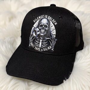 Edgy Black Skull Graphic Hat